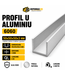 Profil U aluminiu 50 x 50 x 50 x 3 mm, 6 metri Profil U aluminiu 50 x 50 x 50 x 3 mm, 6 metri